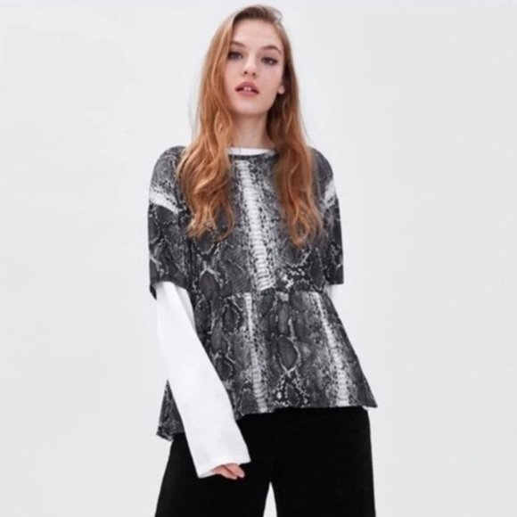 snakeskin peplum top